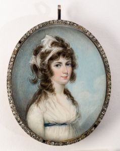 Unknown lady attributed to Philip Jean, watercolour on ivory, c.1795