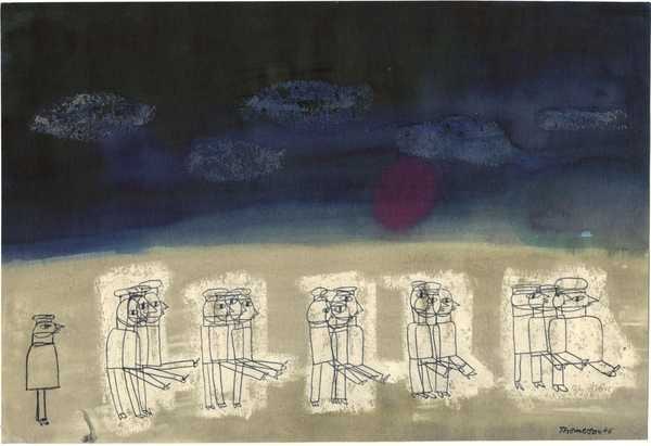 ‘Soldiers Marching on a Beach‘, Franciszka Themerson, 1946 | Tate