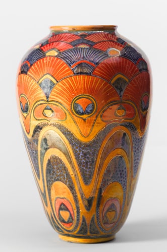 Vase à décor de plumes de paon