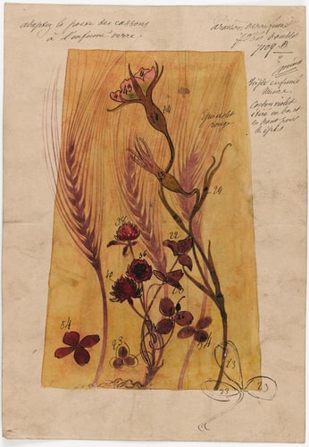 Vase de forme tronconique, décor d'épis de blé et trèfle