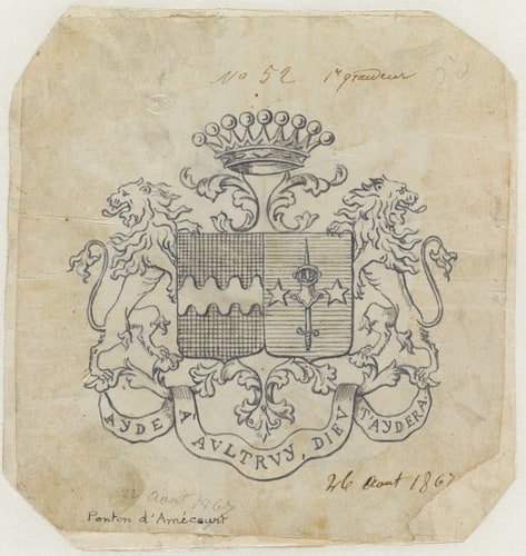 Modèle de blason aux armes de la famille de Ponton d'Amecourt