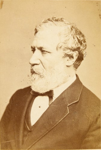 Robert Browning, poète et dramaturge britannique, en buste, de profil