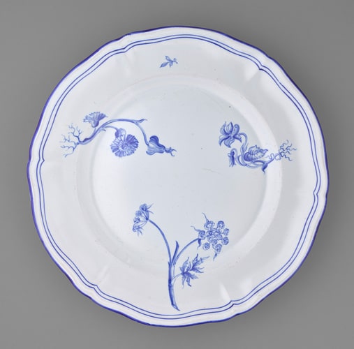 Assiette plate, service "Herbier" à double filet