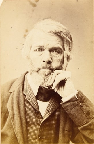 Thomas Carlyle, écrivain, historien écossais, en buste, de face