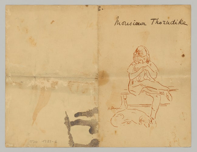 Menu du banquet Henri Lebasque, envoyé à Monsieur Thorndike