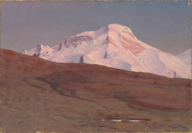 Le Breithorn, vue de Zermatt. Retour des colorations après le coucher de soleil