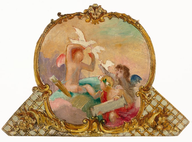 Etude préparatoire pour le décor peint de la salle à manger de l'hôtel du palais d'Orsay, dessus de porte sud-est : l'Aube