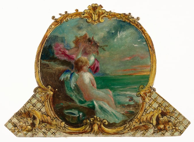 Etude préparatoire pour le décor peint de la salle à manger de l'hôtel du palais d'Orsay, dessus de porte nord-ouest : Le Soir