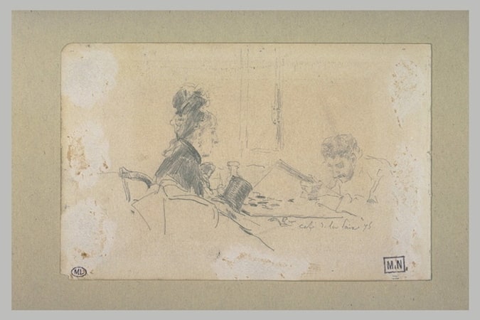 Deux personnages assis à une table