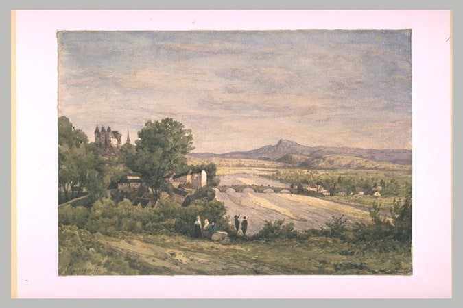 Paysage panoramique avec un comté traversé par un fleuve