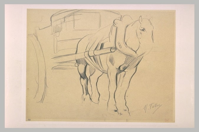 Etude de cheval attelé à un tombereau