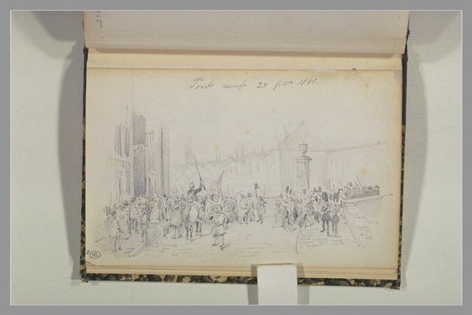 Nombreuses figures de révolutionnaires, à Paris, en 1848