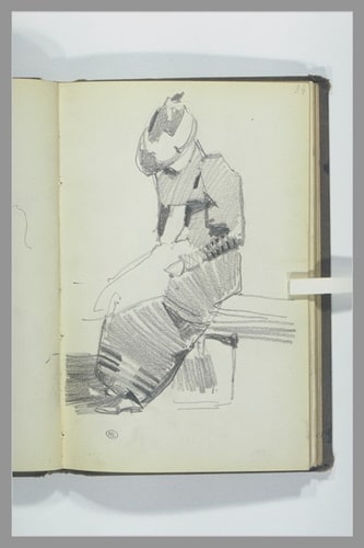 Une femme, assise, lisant