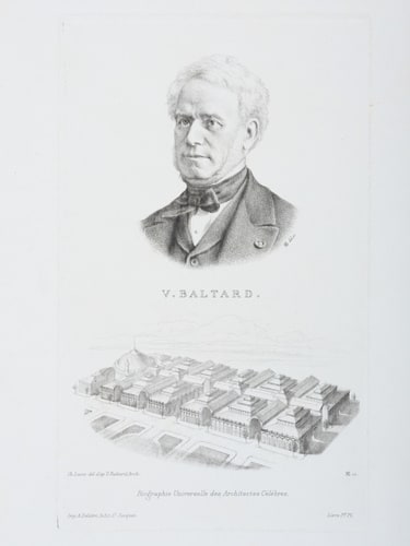 Portrait de Baltard et gravure de ses halles
