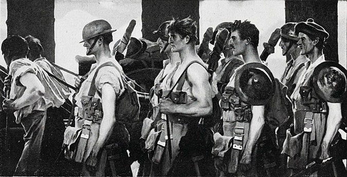 Soldats écossais dans les tranchées
