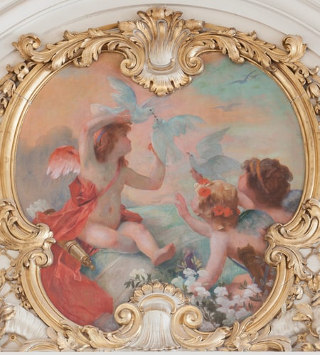 Décor peint de la salle à manger de l'hôtel du Palais d'Orsay, trumeau Sud-Est : L'Aube