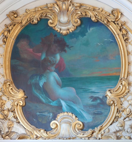 Décor peint de la salle à manger de l'hôtel du Palais d'Orsay, trumeau Nord-Ouest : Le Soir