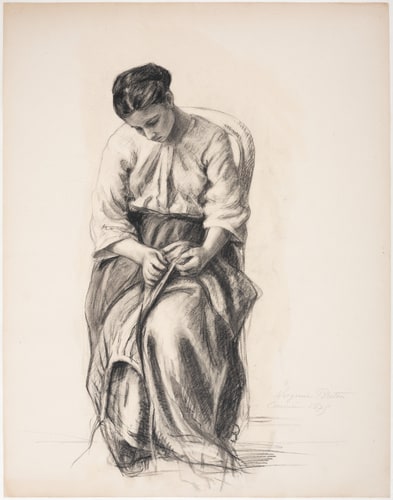 Jeune femme cousant