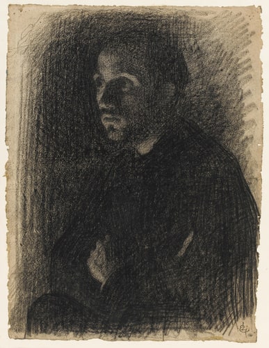 Homme à mi-corps, assis