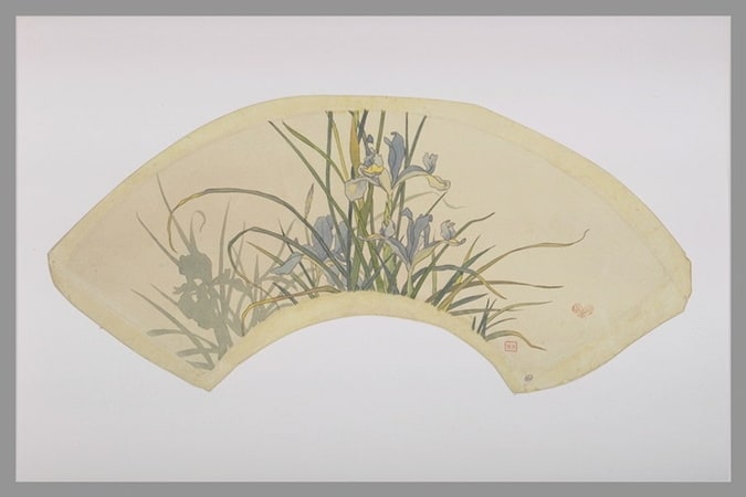Projet d'éventail décoré d'iris