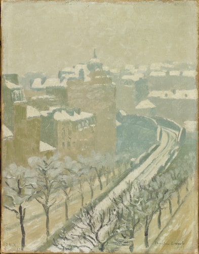 Paysage de Paris sous la neige