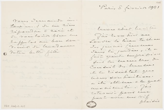 Lettre autographe signée d'Ernest Laurent à Claude Monet