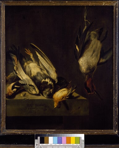 Still Life of Game on a stone Sill