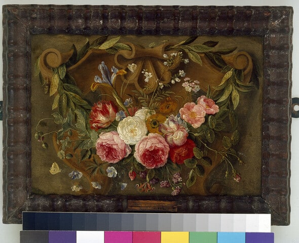 Decorative Still-Life Composition with a Garland of Flowers