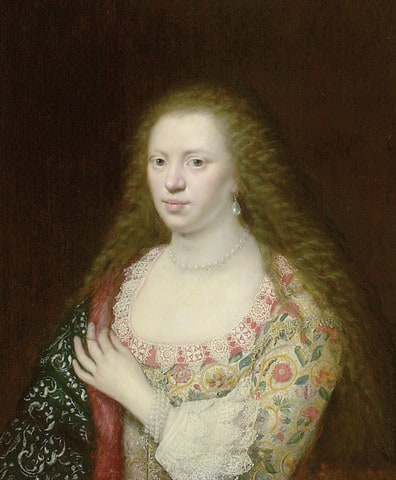 Portrait of a Woman in a Dress worked with Flowers
