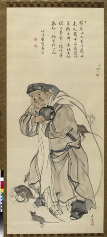 Daikoku with mallet in one hand and sack over his shoulder