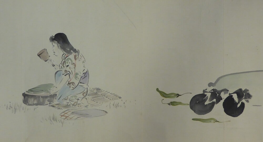 Handscroll of woman and vegetables