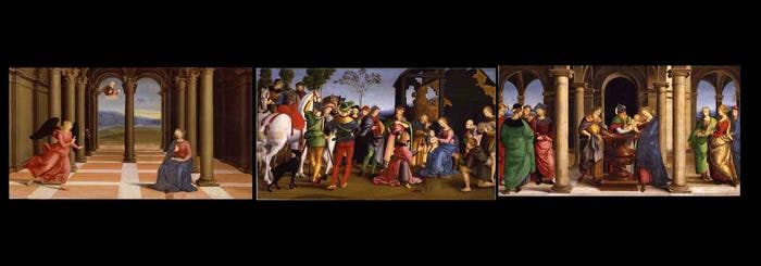 Predella della Pala Oddi: Annunciazione: Adorazione dei Magi; Prese...
