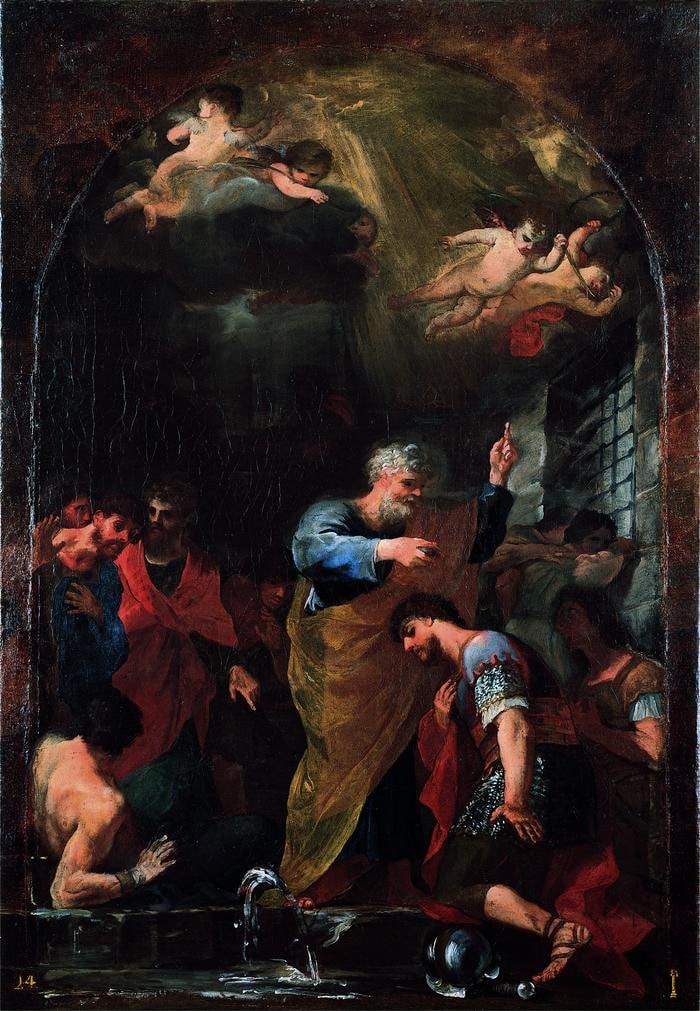 San Pietro battezza i Santi Processo e Martiniano; bozzetto per un ...