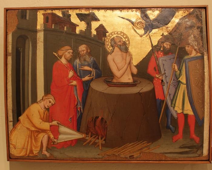 Scomparto di predella con Scene della vita di San Giovanni Evangeli...