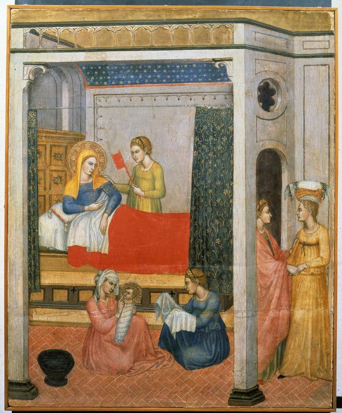 Scomparto di predella: Natività della Vergine